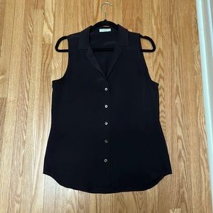 Ladies Black sleeveless 100% silk blouse